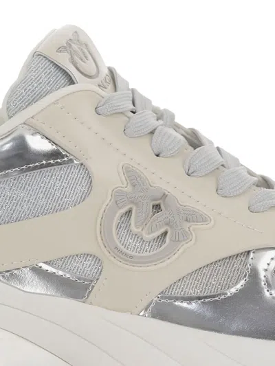 Pinko Beige And Silver Sneakers In Gray