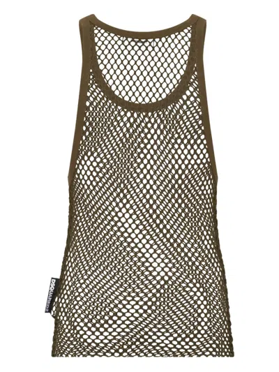 Dsquared2 Mesh Net Tank Top In Brown