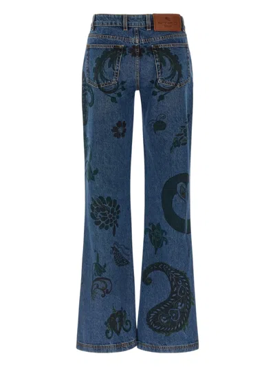 Etro Paisley Print Jeans In Blue
