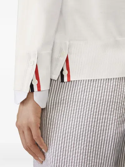 Thom Browne Classic Cashmere 4-bar V-neck Cardigan In White