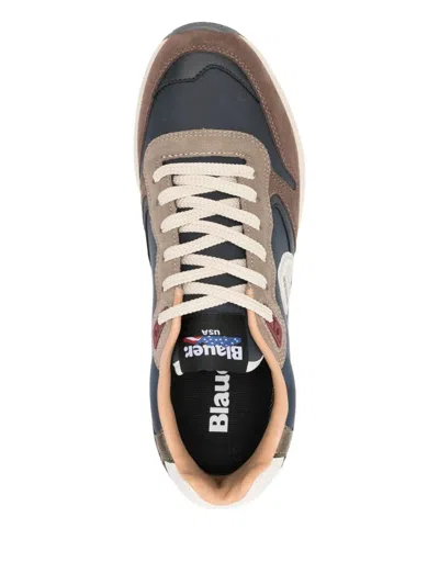 Blauer Leather Panel Sneakers In Blue