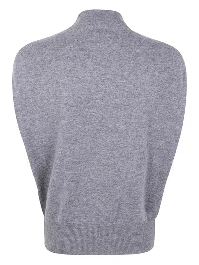 Semicouture Half Neck Sleeveless Sweater In Verity Vest Pattern In Gray