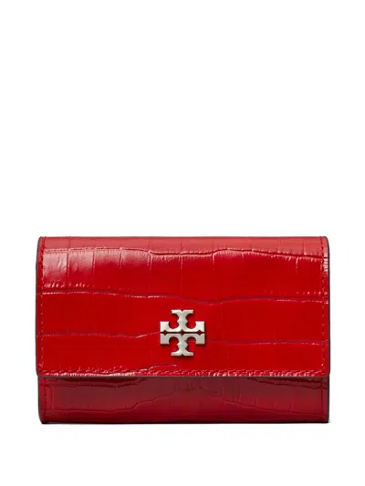 Tory Burch Kira Croc-embossed Flap Wallet In Red