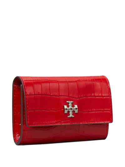 Tory Burch Kira Croc-embossed Flap Wallet In Red