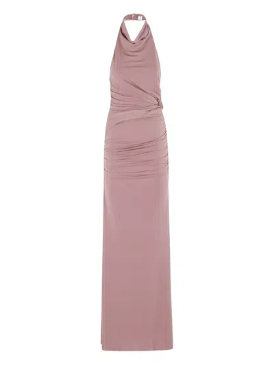 The Andamane Stella Maxi Turtleneck Open Back Maxi Dress In Pink
