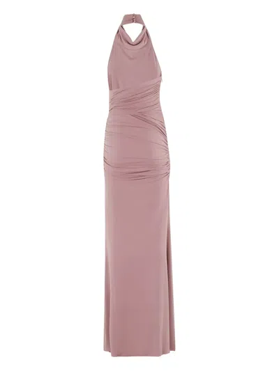 The Andamane Stella Maxi Turtleneck Open Back Maxi Dress In Pink