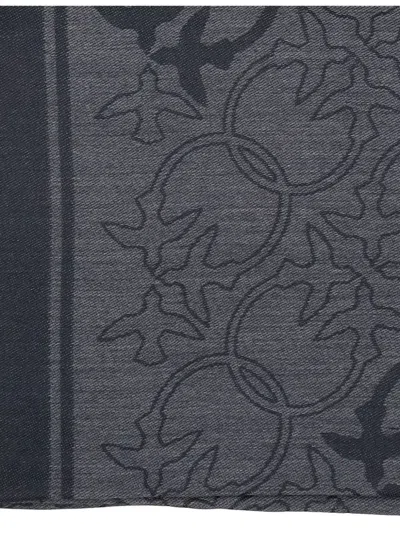 Pinko Viscose Blend Scarf With Love Birds Motif In Gray