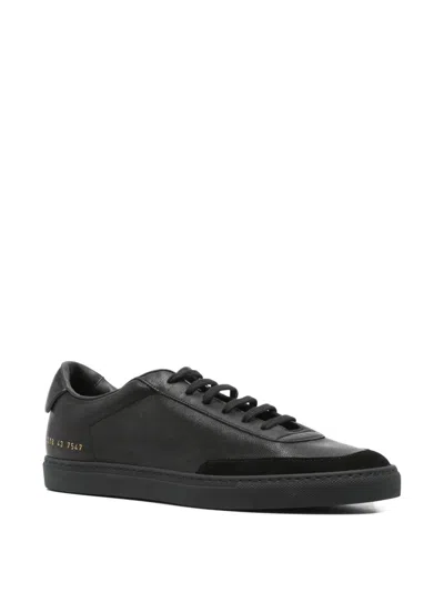 Common Projects Court Classic Sneakers In Black Suede And Leather In Black