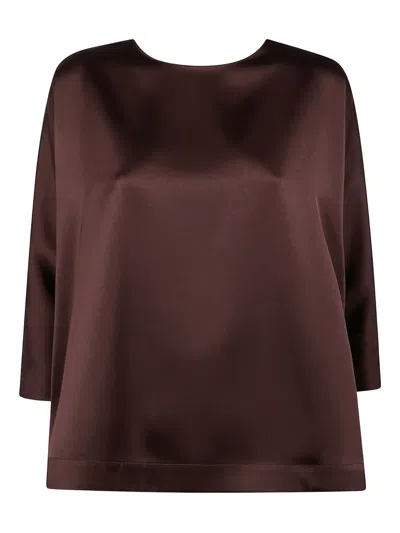 Drhope Satin Three-quarter Sleeve Shirt In Brown
