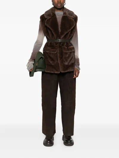 P.a.r.o.s.h Belted Gilet In Brown