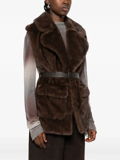P.a.r.o.s.h Belted Gilet In Brown
