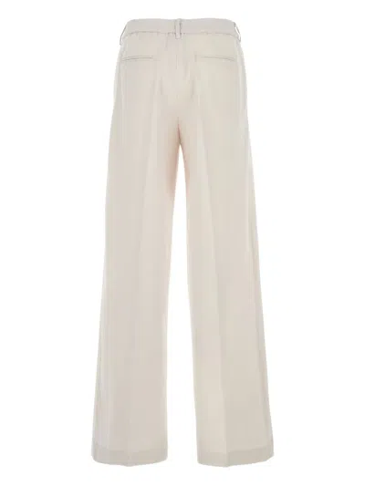 Pt Torino Lorenza Half Elasticated Belt Pants In White