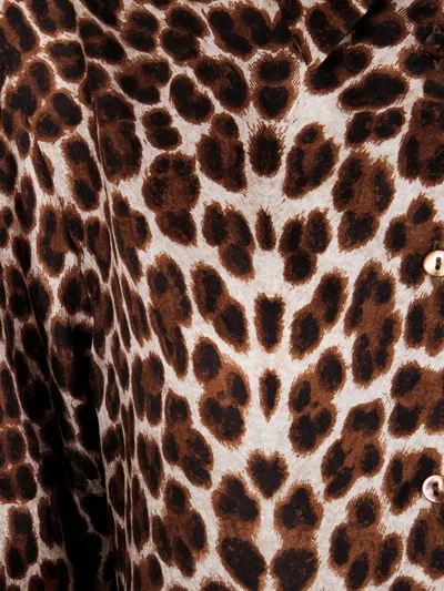 P.a.r.o.s.h . Leopard Print Silk Shirt With Pointed Collar And Overfit Silhouette In Animal Print