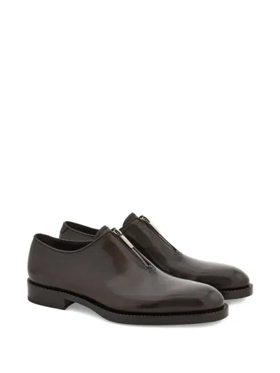 Ferragamo Chaussure Zippée Brun Taille 45 In Multi