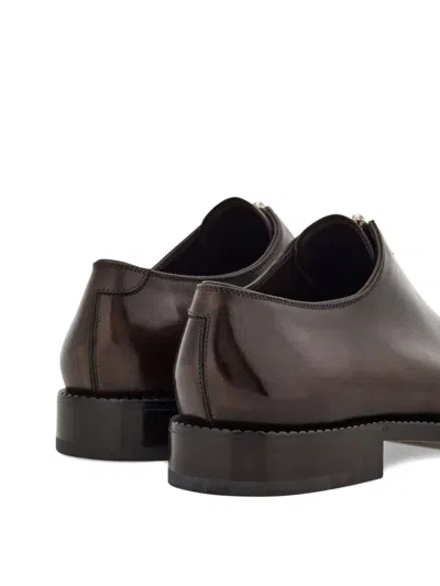 Ferragamo Chaussure Zippée Brun Taille 45 In Multi