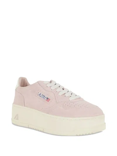 Autry White Platform Low Sneaker In Neutral