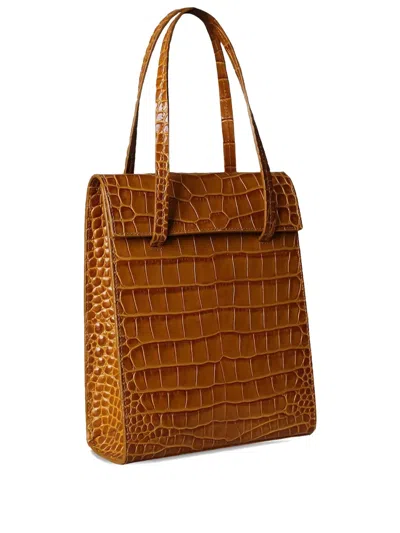 Blame Lilac Small Crocodile-embossed Leather Shoulder Bag In Brown