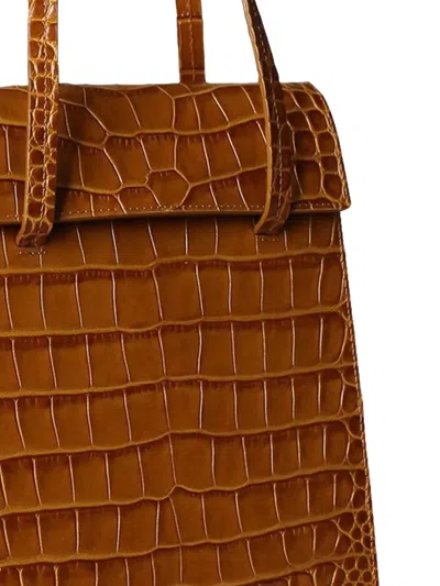 Blame Lilac Small Crocodile-embossed Leather Shoulder Bag In Brown