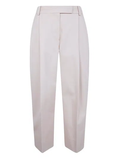 Studio Nicholson Double Pleat Wide Leg Trousers In White