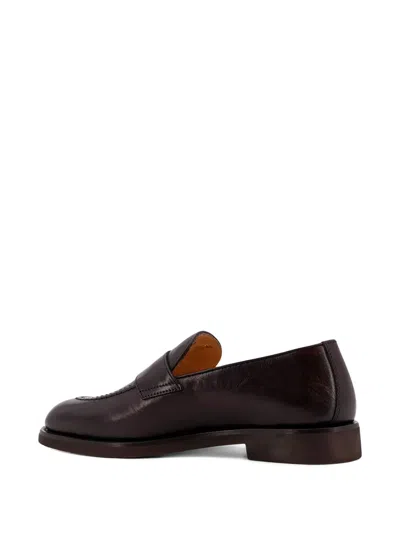 Brunello Cucinelli Leather Slip-on Loafers Rubber Sole In Brown