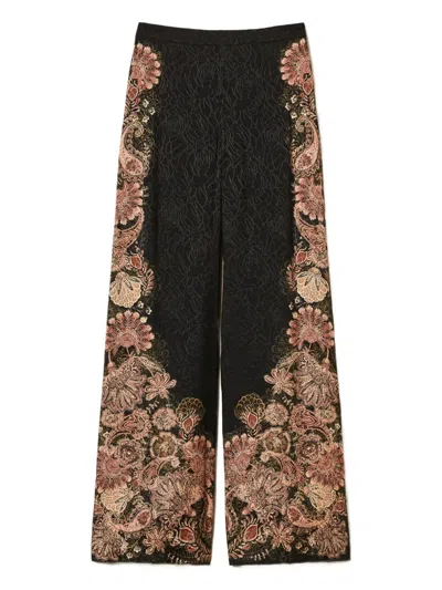 Twinset Paisley-print Trousers In Black