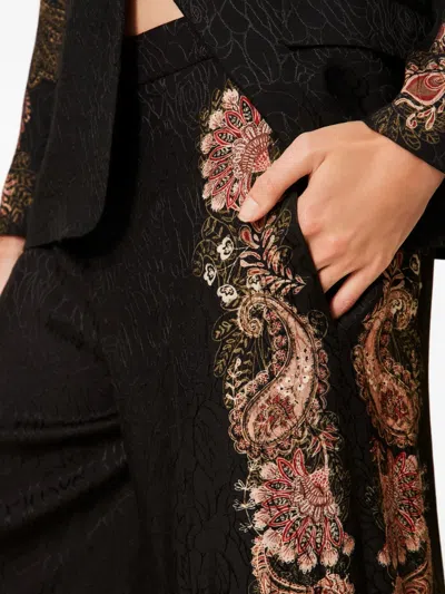 Twinset Paisley-print Trousers In Black