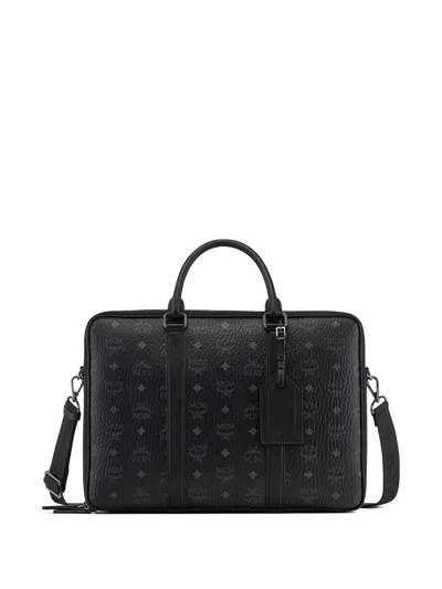 Mcm Visetos Monogram Briefcase In Yellow