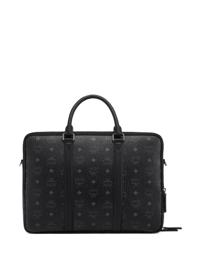 Mcm Visetos Monogram Briefcase In Yellow