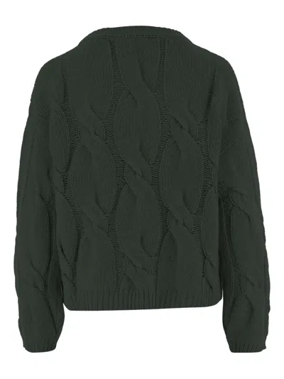 Bruno Manetti Cable-knit Crew-neck Sweater In Green