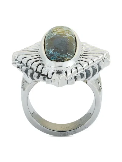 Pre-owned King Baby Concho Turquoise Ring In Silver