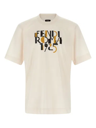 Fendi Roma 1925 Print Cotton T-shirt Clothing In White