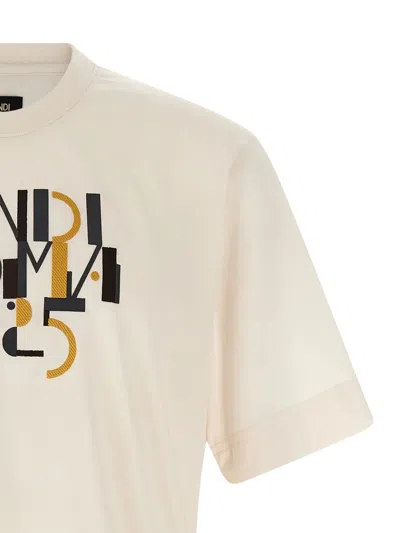 Fendi Roma 1925 Print Cotton T-shirt Clothing In White