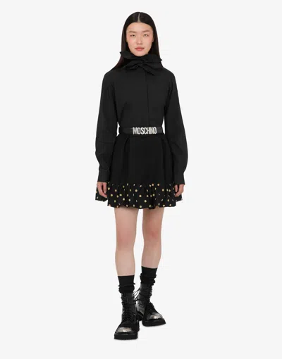 Moschino Midi Skirt With Polka Dots And Ruffles In Black