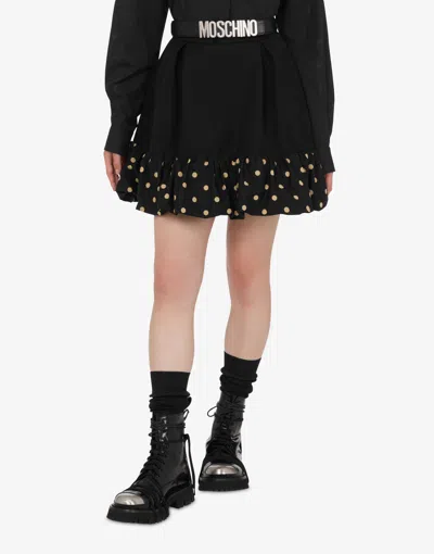 Moschino Midi Skirt With Polka Dots And Ruffles In Black