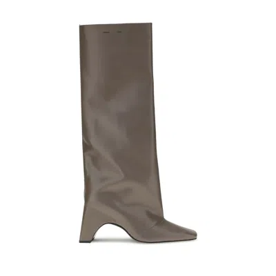 Coperni 'arche' Knee-high Square Toe Boots In Gray