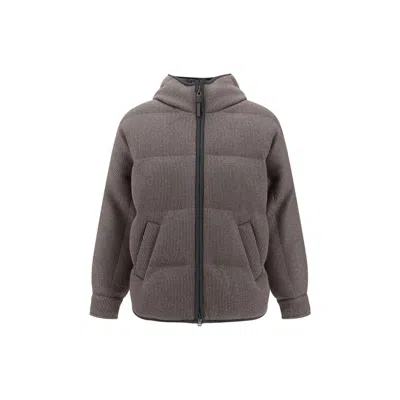 Brunello Cucinelli Luxe Cashmere Down Jacket In Brown
