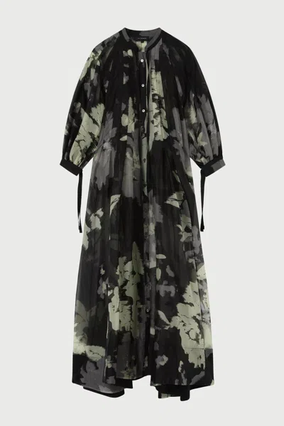 Lee Mathews Tie-detail Floral Dress In Black