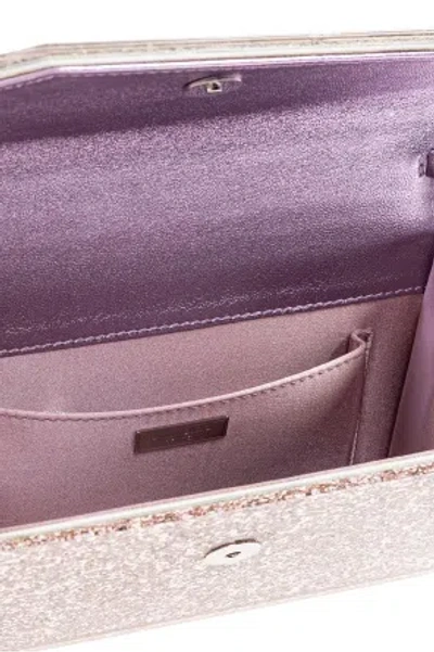 Jimmy Choo Candy Clutch Bag In Fabric With Glitter In Pink