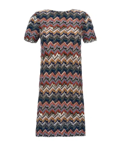 Missoni Short Dress With Half Sleeves In Embroidered Lace In Multi