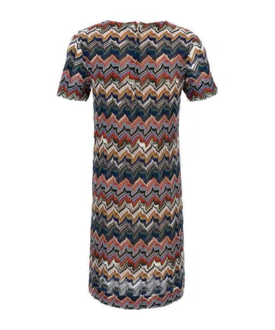 Missoni Short Dress With Half Sleeves In Embroidered Lace In Multi