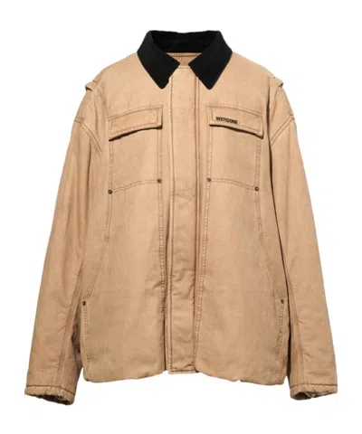We11 Done Beige Long Washed Work Jacket In Neutral