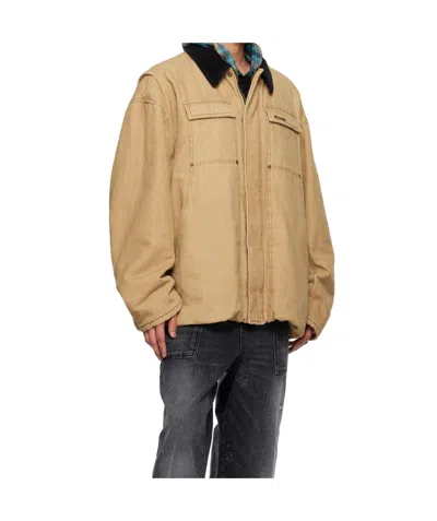 We11 Done Beige Long Washed Work Jacket In Neutral