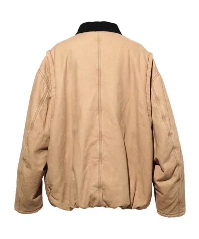 We11 Done Beige Long Washed Work Jacket In Neutral