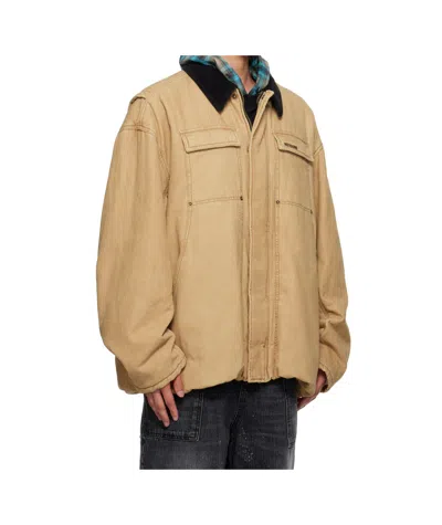 We11 Done Beige Long Washed Work Jacket In Neutral