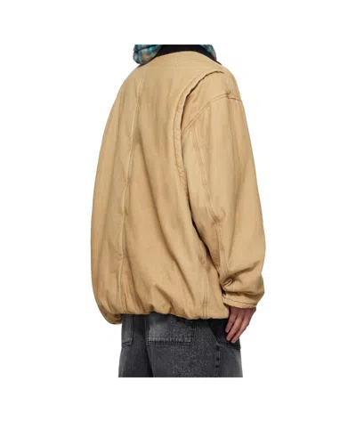 We11 Done Beige Long Washed Work Jacket In Neutral