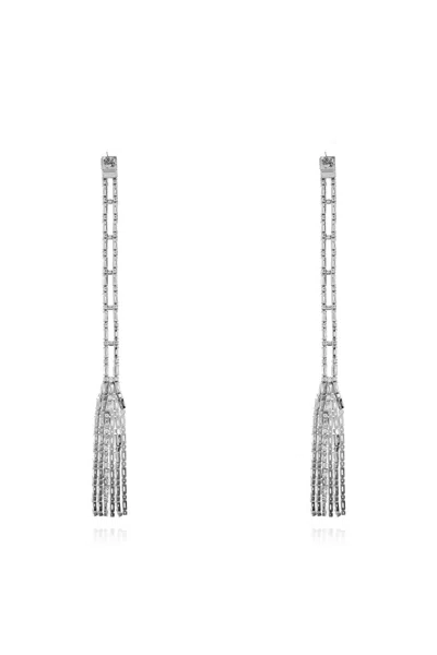 Dsquared2 Crystal Drop Earrings Geometric Detailing In Metallic