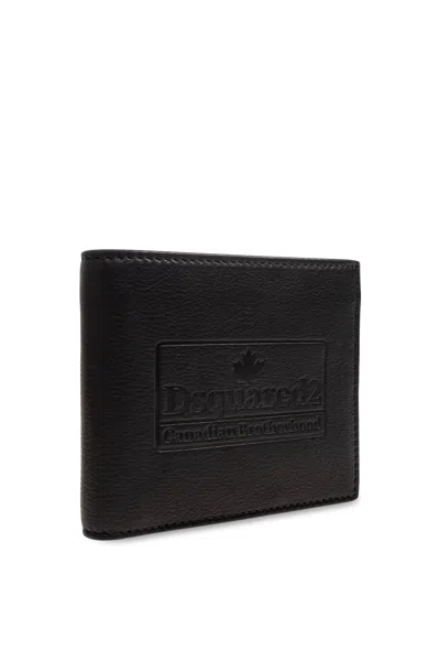 Dsquared2 Embossed Logo Leather Wallet In Black