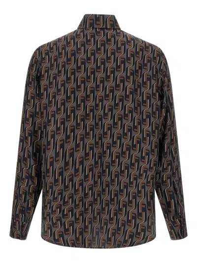 Fendi Nity Print Silk Long-sleeved Shirt In Multi