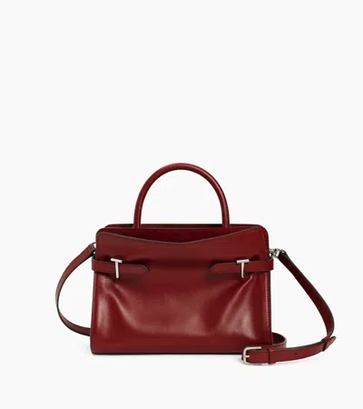 Le Tanneur Emie Medium Handbag In Smooth Leather And Nubuck In Red