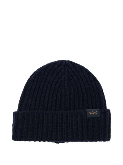 Paul & Shark Ribbed Wool Blend Beanie Accessories In Black